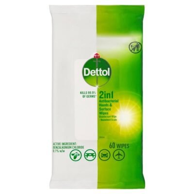 Dettol 2 in 1 Hand & Surfaces Anti-Bacterial Wipes X 60 Med One Dettol 2 in 1 Hand & Surfaces Anti-Bacterial Wipes X 60
