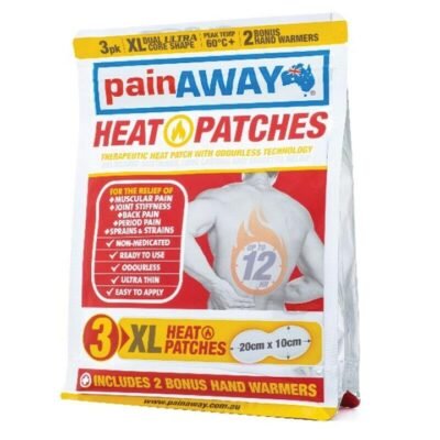 Pain Away Heat Patches XL (20cm X 10cm) X 3 Med One Pain Away Heat Patches XL (20cm X 10cm) X 3