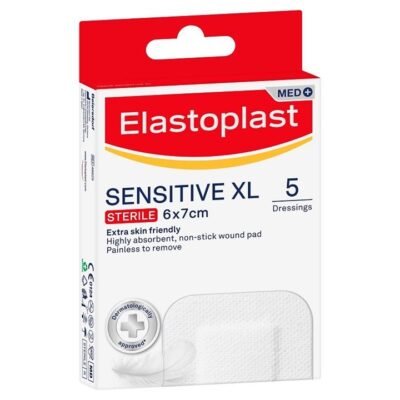 Elastoplast Sensitive XL Dressings (6cm X 7cm) X 5 Med One Elastoplast Sensitive XL Dressings (6cm X 7cm) X 5