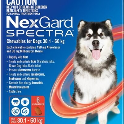 NexGard Spectra Chewables For Extra Large Dogs (30.1 to 60kg) X 6 Med One NexGard Spectra Chewables For Extra Large Dogs (30.1 to 60kg) X 6