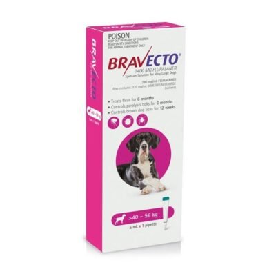 Bravecto 6 Month Protection Spot On for Very Large Dogs (40 – 56kg) Pipette X 1 – Pink Med One Bravecto 6 Month Protection Spot On for Very Large Dogs (40 - 56kg) Pipette X 1 - Pink