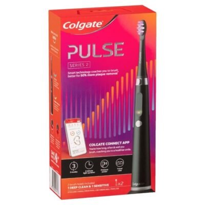 Colgate Toothbrush Pulse Series 2 Electric Rechargeable + 2 Brush Heads (Deep Clean & Sensitive) Med One Colgate Toothbrush Pulse Series 2 Electric Rechargeable + 2 Brush Heads (Deep Clean & Sensitive)