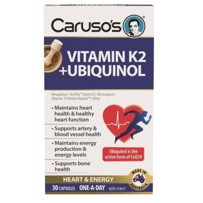 Caruso’s Vitamin K2 + Ubiquinol Cap X 30 Med One Caruso's Vitamin K2 + Ubiquinol Cap X 30