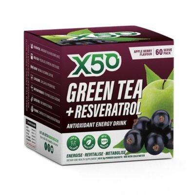 X50 Green Tea + Resveratrol Antioxidant Energy Drink Sachets (Apple Berry) 3g X 60 Med One X50 Green Tea + Resveratrol Antioxidant Energy Drink Sachets (Apple Berry) 3g X 60