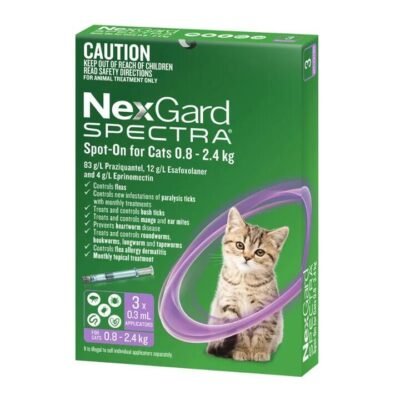 NexGard Spectra Spot On for Small Cats (0.8 – 2.4kg) 0.3ml X 3 – Purple Med One NexGard Spectra Spot On for Small Cats (0.8 - 2.4kg) 0.3ml X 3 - Purple