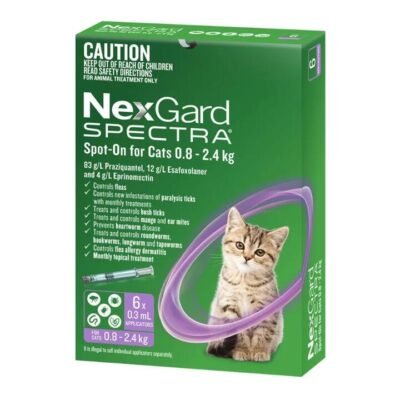 NexGard Spectra Spot On for Small Cats (0.8 – 2.4kg) 0.3ml X 6 – Purple Med One NexGard Spectra Spot On for Small Cats (0.8 - 2.4kg) 0.3ml X 6 - Purple