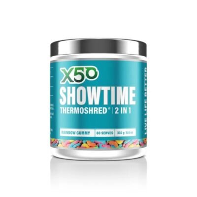 X50 Showtime Thermoshred – Rainbow Gummy 330g Med One X50 Showtime Thermoshred - Rainbow Gummy 330g