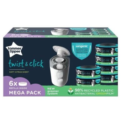 Tommee Tippee Twist & Click Advanced Nappy Disposal System Refill Cassette X 6 Med One Tommee Tippee Twist & Click Advanced Nappy Disposal System Refill Cassette X 6